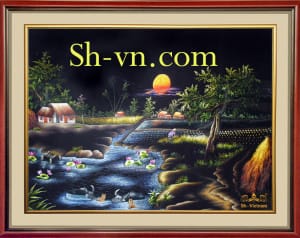 乡村风景画手工刺绣＝可愛的故鄉　66＝SHVN - 1166 - 60cm x 70cm.